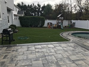 nicolock oceanic blue stone ridge brick paver pool patio bullnose coping large modern pavers brick pool patio